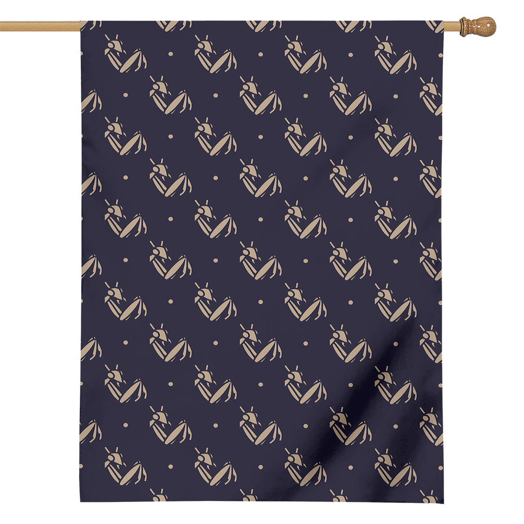 Blue And Beige Mantis Pattern Print House Flag