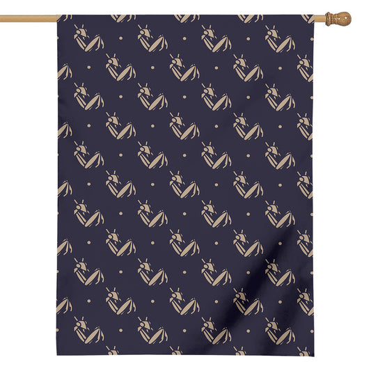 Blue And Beige Mantis Pattern Print House Flag