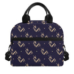 Blue And Beige Mantis Pattern Print Insulated Lunch Bag