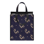 Blue And Beige Mantis Pattern Print Insulated Lunch Tote