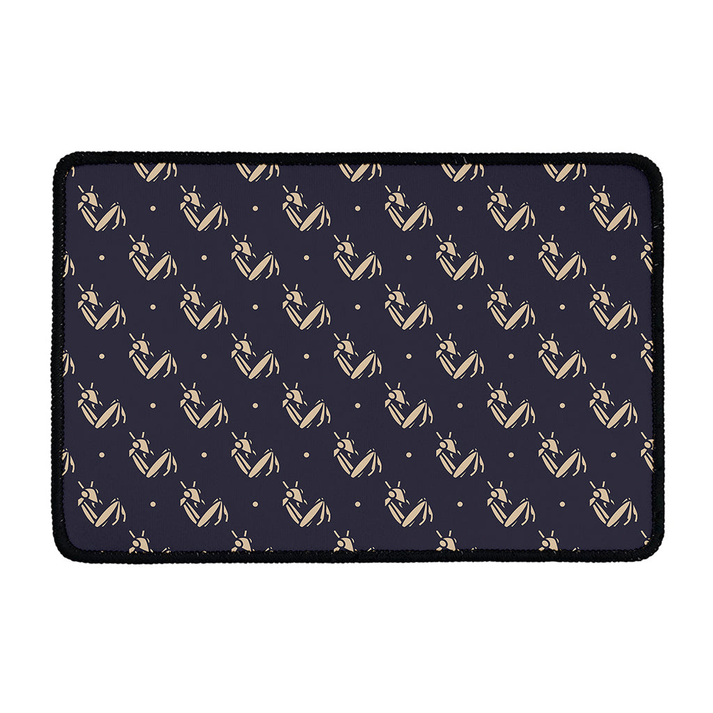 Blue And Beige Mantis Pattern Print Kitchen Mat