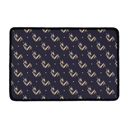 Blue And Beige Mantis Pattern Print Kitchen Mat