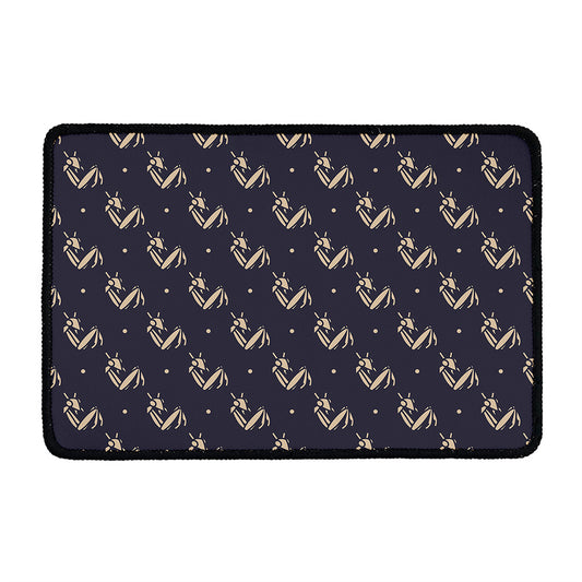 Blue And Beige Mantis Pattern Print Kitchen Mat