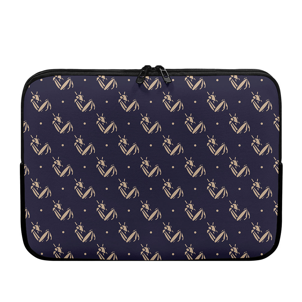 Blue And Beige Mantis Pattern Print Laptop Sleeve
