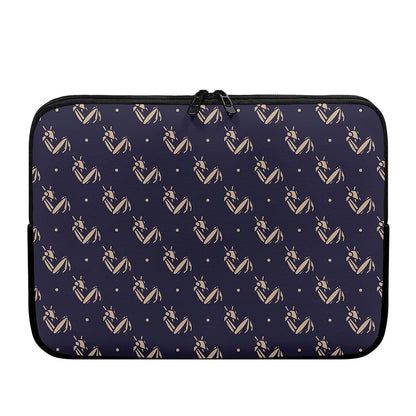 Blue And Beige Mantis Pattern Print Laptop Sleeve