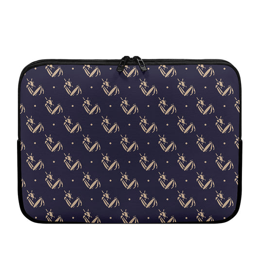 Blue And Beige Mantis Pattern Print Laptop Sleeve