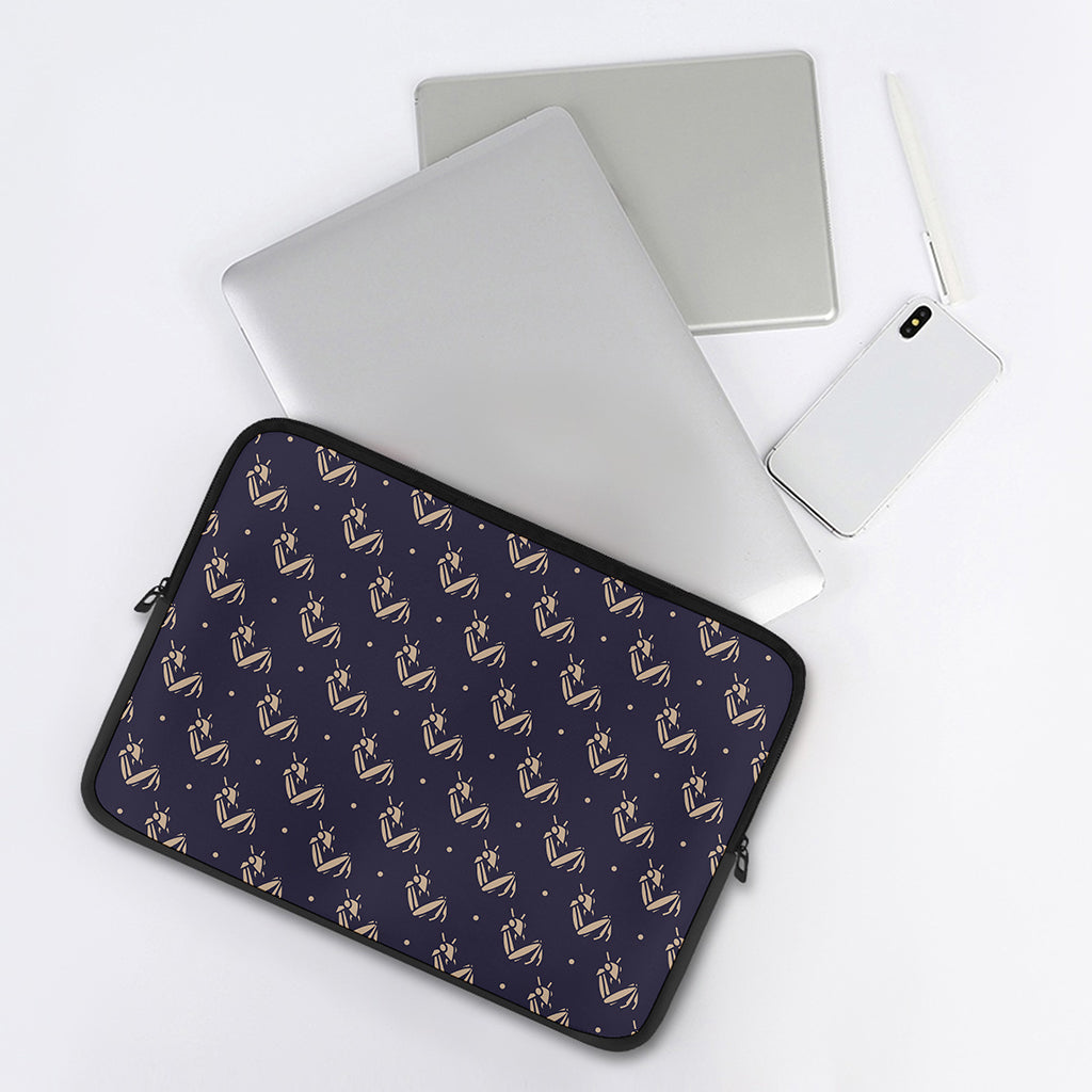 Blue And Beige Mantis Pattern Print Laptop Sleeve