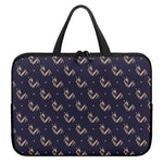 Blue And Beige Mantis Pattern Print Laptop Sleeve With Handle