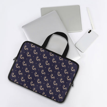 Blue And Beige Mantis Pattern Print Laptop Sleeve With Handle