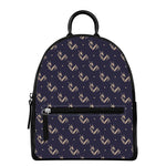 Blue And Beige Mantis Pattern Print Leather Backpack