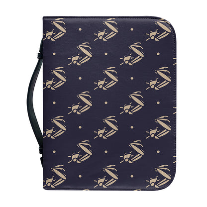 Blue And Beige Mantis Pattern Print Leather Bible Cover