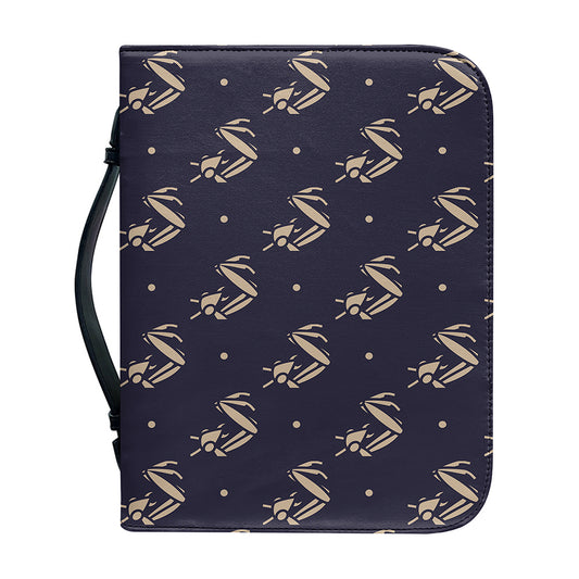Blue And Beige Mantis Pattern Print Leather Bible Cover