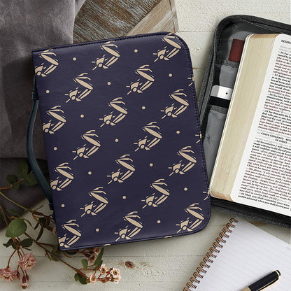Blue And Beige Mantis Pattern Print Leather Bible Cover