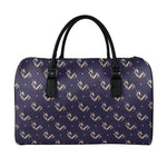 Blue And Beige Mantis Pattern Print Leather Duffle Bag