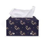 Blue And Beige Mantis Pattern Print Leather Tissue Box Cover