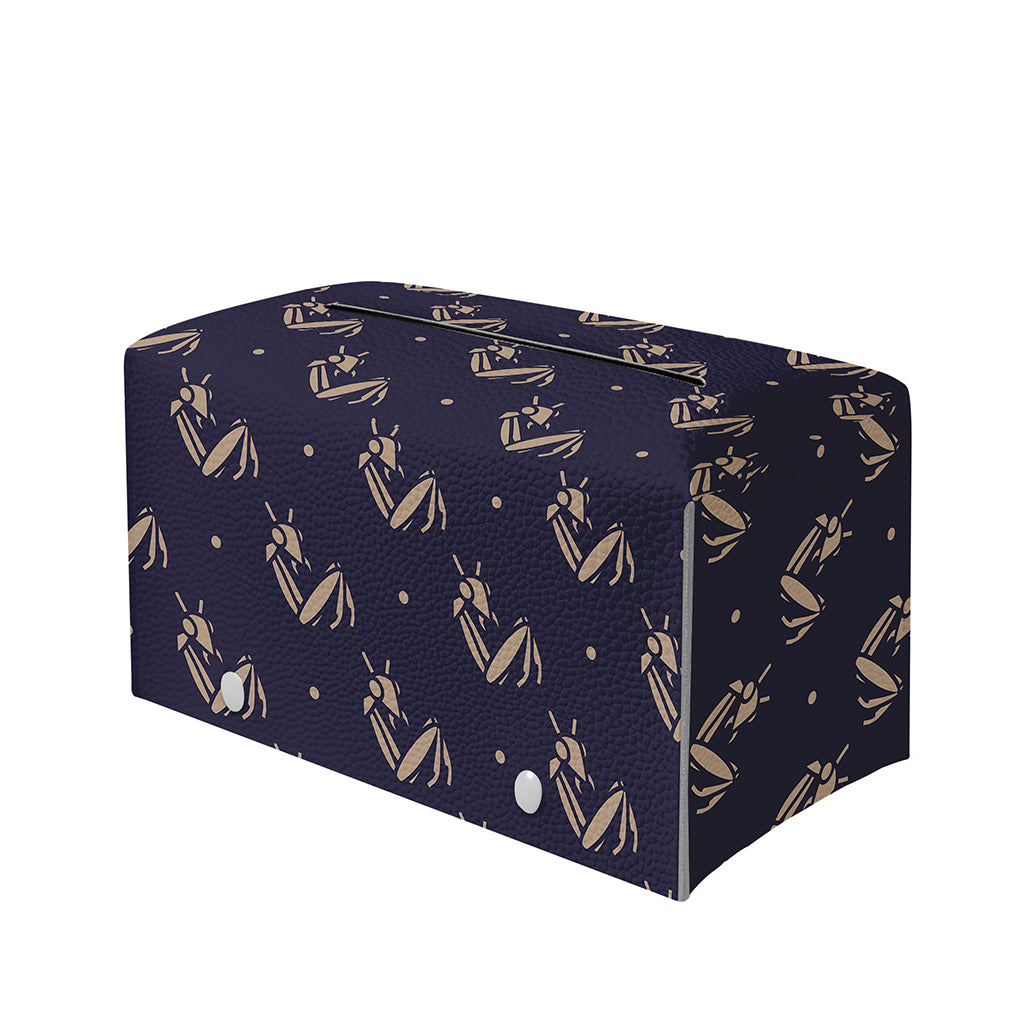 Blue And Beige Mantis Pattern Print Leather Tissue Box Cover