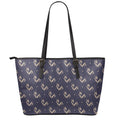 Blue And Beige Mantis Pattern Print Leather Tote Bag With Zipper
