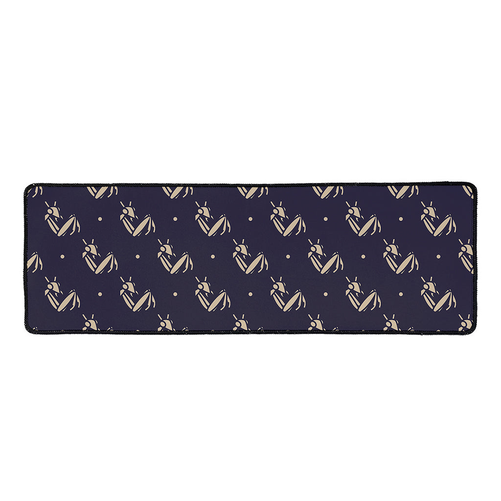 Blue And Beige Mantis Pattern Print Long Kitchen Mat