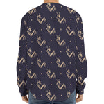 Blue And Beige Mantis Pattern Print Long Sleeve Baseball Jersey
