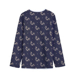 Blue And Beige Mantis Pattern Print Long Sleeve Short Coat
