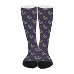 Blue And Beige Mantis Pattern Print Long Socks