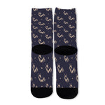 Blue And Beige Mantis Pattern Print Long Socks