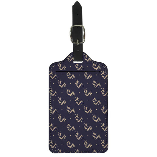 Blue And Beige Mantis Pattern Print Luggage Tag