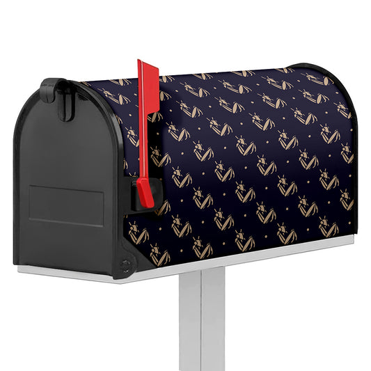 Blue And Beige Mantis Pattern Print Mailbox Cover