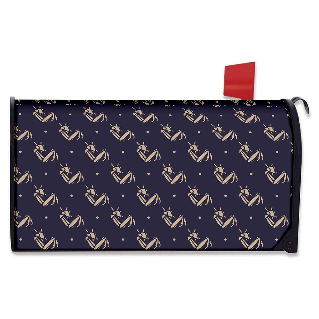 Blue And Beige Mantis Pattern Print Mailbox Cover