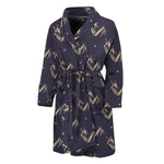 Blue And Beige Mantis Pattern Print Men's Bathrobe