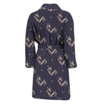 Blue And Beige Mantis Pattern Print Men's Bathrobe