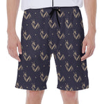 Blue And Beige Mantis Pattern Print Men's Beach Shorts