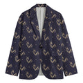 Blue And Beige Mantis Pattern Print Men's Blazer