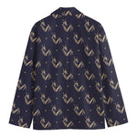 Blue And Beige Mantis Pattern Print Men's Blazer
