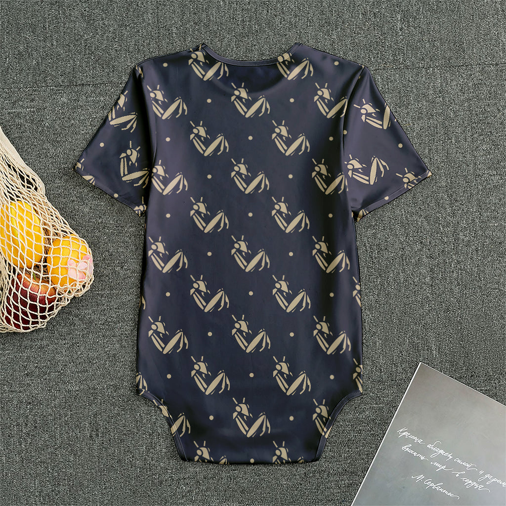 Blue And Beige Mantis Pattern Print Men's Bodysuit