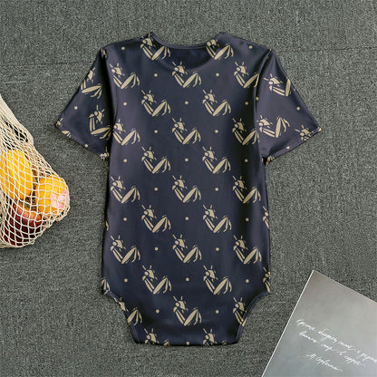Blue And Beige Mantis Pattern Print Men's Bodysuit