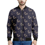 Blue And Beige Mantis Pattern Print Men's Bomber Jacket