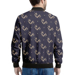 Blue And Beige Mantis Pattern Print Men's Bomber Jacket