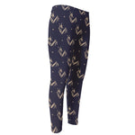 Blue And Beige Mantis Pattern Print Men's Compression Pants