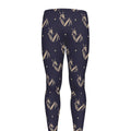 Blue And Beige Mantis Pattern Print Men's Leggings