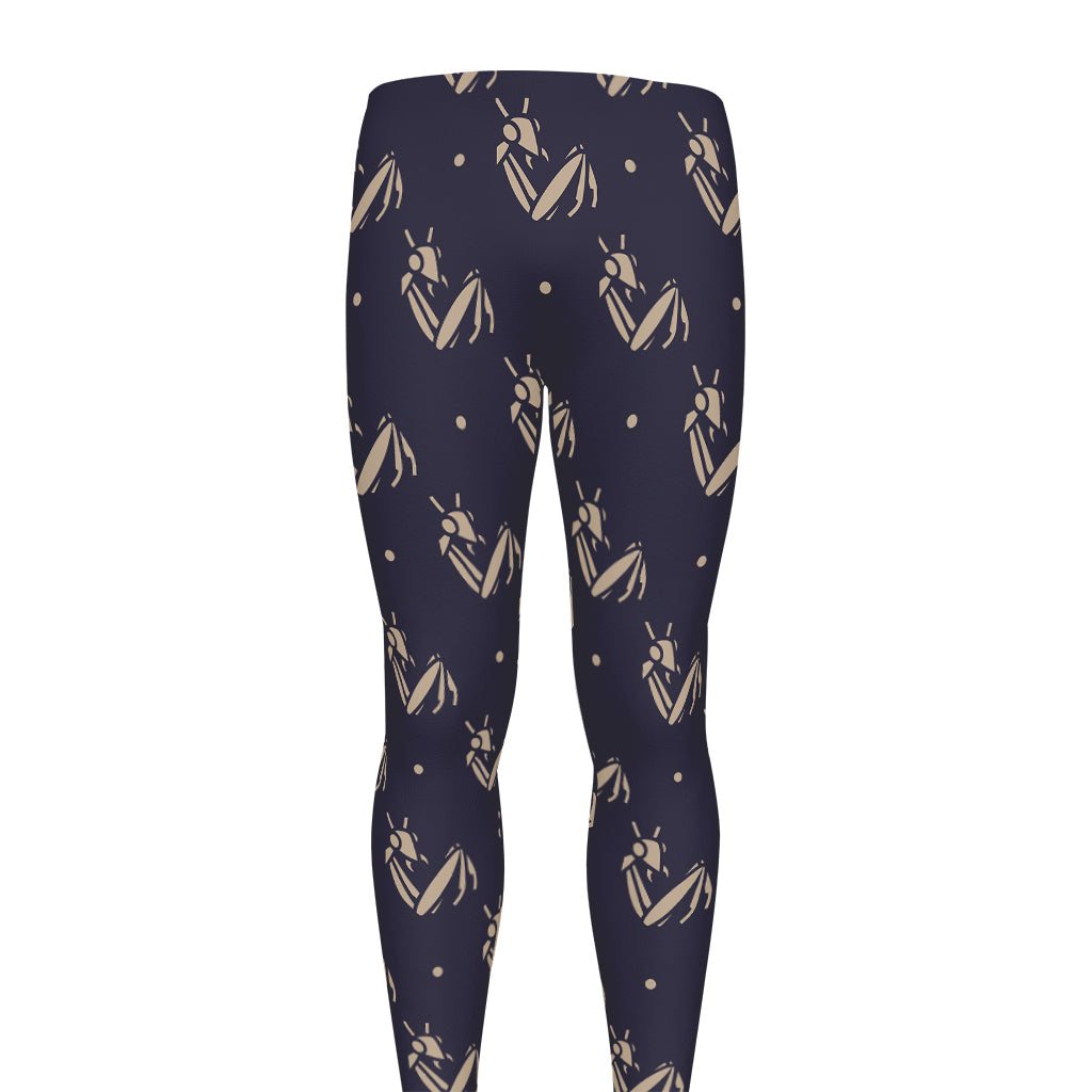Blue And Beige Mantis Pattern Print Men's leggings