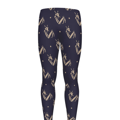 Blue And Beige Mantis Pattern Print Men's leggings
