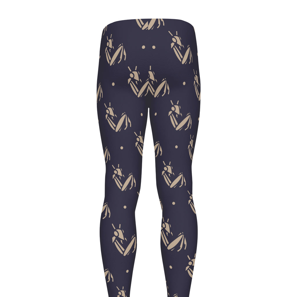 Blue And Beige Mantis Pattern Print Men's leggings