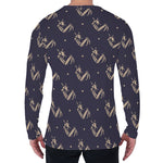 Blue And Beige Mantis Pattern Print Men's Long Sleeve T-Shirt
