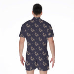 Blue And Beige Mantis Pattern Print Men's Rompers