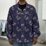 Blue And Beige Mantis Pattern Print Men's Shirt Jacket
