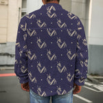Blue And Beige Mantis Pattern Print Men's Shirt Jacket