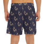 Blue And Beige Mantis Pattern Print Men's Split Running Shorts