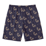 Blue And Beige Mantis Pattern Print Men's Swim Trunks