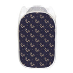 Blue And Beige Mantis Pattern Print Mesh Laundry Hamper